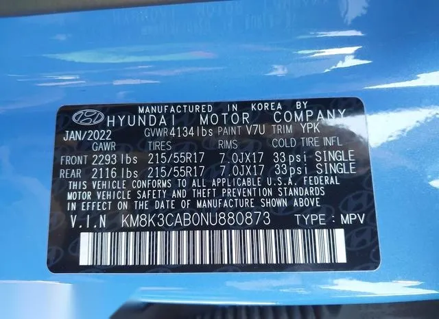 KM8K3CAB0NU880873 2022 2022 Hyundai Kona- Sel 9