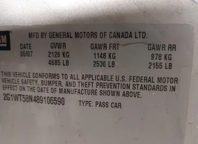 2G1WT58N489106590 2008 2008 Chevrolet Impala- LT 9