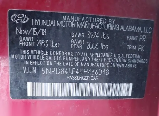 5NPD84LF4KH436048 2019 2019 Hyundai Elantra- Sel 9