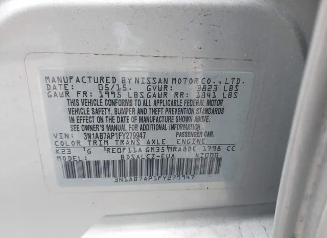 3N1AB7AP1FY279947 2015 2015 Nissan Sentra- S 9