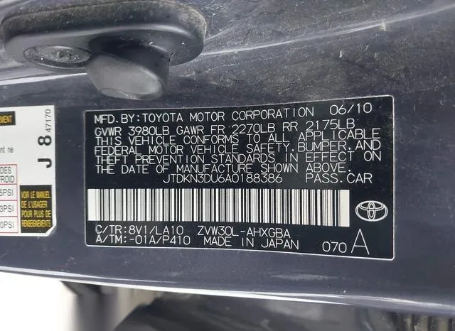 JTDKN3DU6A0188386 2010 2010 Toyota Prius 9