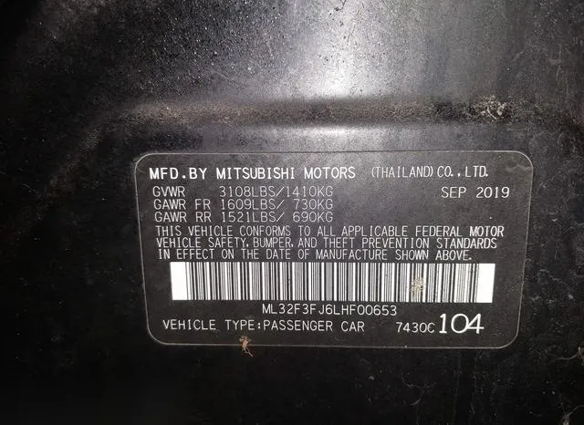 ML32F3FJ6LHF00653 2020 2020 Mitsubishi Mirage- G4 ES 9