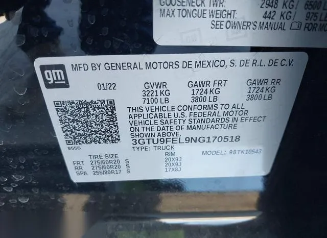 3GTU9FEL9NG170518 2022 2022 GMC Sierra- K1500 Denali 9