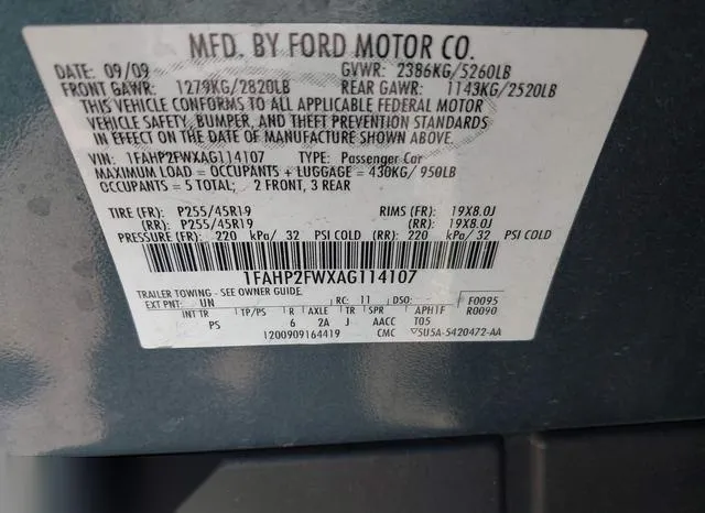 1FAHP2FWXAG114107 2010 2010 Ford Taurus- Limited 9