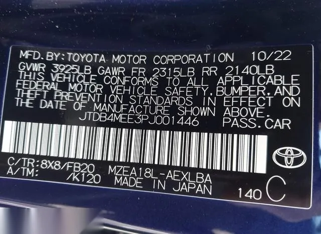 JTDB4MEE3PJ001446 2023 2023 Toyota Corolla- LE 9