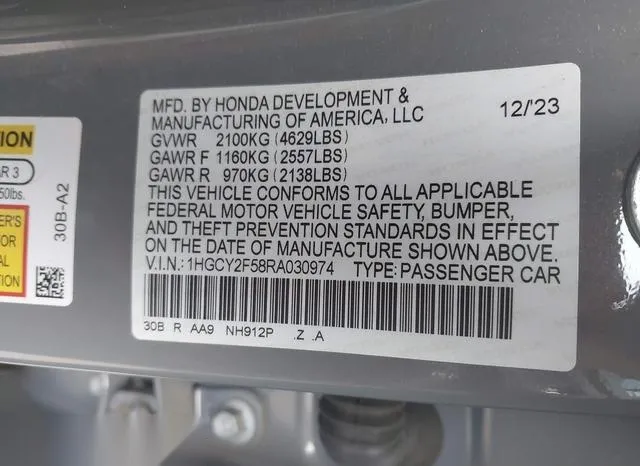 1HGCY2F58RA030974 2024 2024 Honda Accord- Hybrid Sport 9