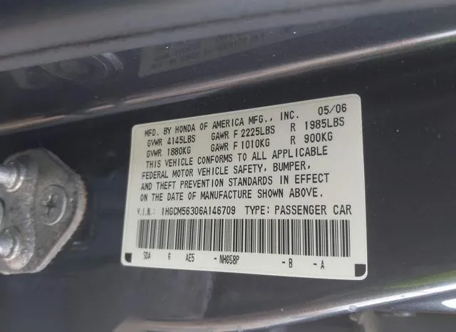 1HGCM56306A146709 2006 2006 Honda Accord- 2-4 SE 9