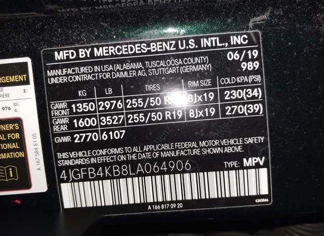 4JGFB4KB8LA064906 2020 2020 Mercedes-Benz GLE 350- 4Matic 9