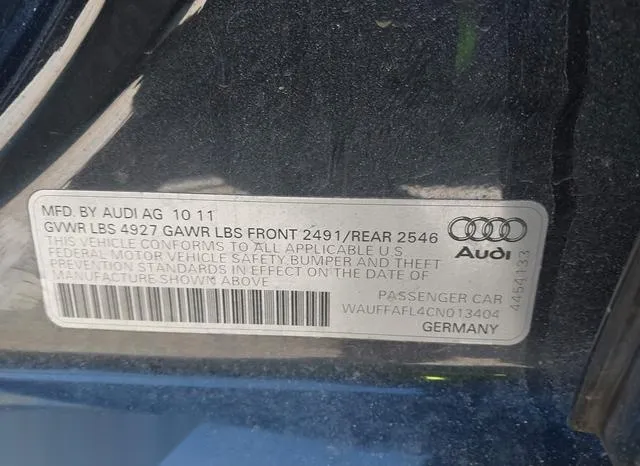 WAUFFAFL4CN013404 2012 2012 Audi A4- 2-0T Premium 9