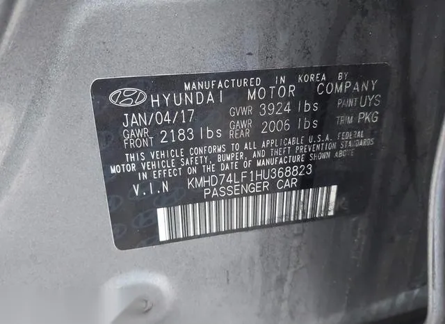 KMHD74LF1HU368823 2017 2017 Hyundai Elantra- SE 9