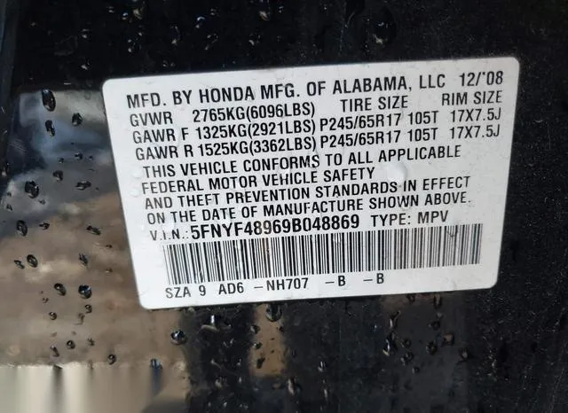 5FNYF48969B048869 2009 2009 Honda Pilot- Touring 9