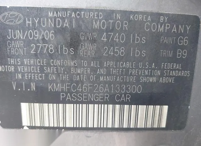 KMHFC46F26A133300 2006 2006 Hyundai Azera- Limited/Se 9