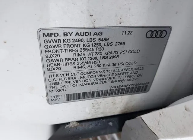 WA1EAAFY2P2063308 2023 2023 Audi Q5- Premium Plus 45 Tfsi S 9