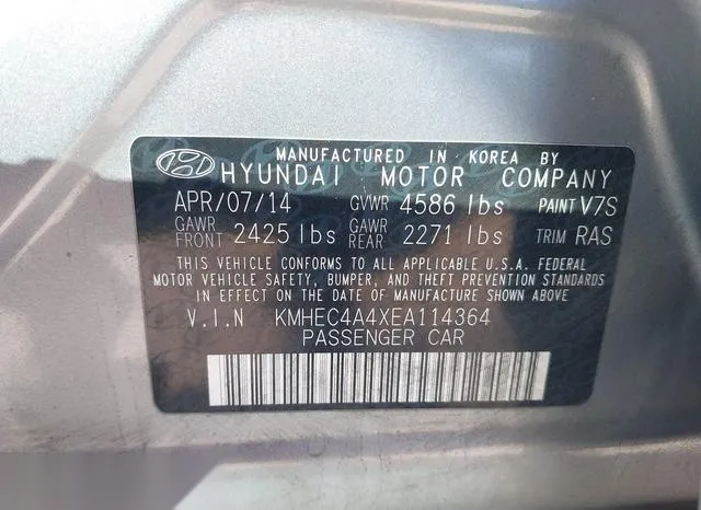 KMHEC4A4XEA114364 2014 2014 Hyundai Sonata- Hybrid 9