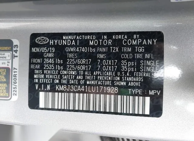 KM8J3CA41LU171928 2020 2020 Hyundai Tucson- Value 9