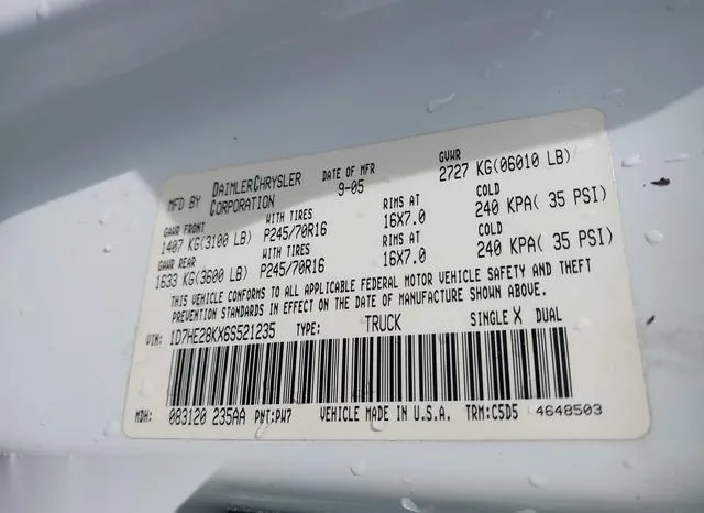 1D7HE28KX6S521235 2006 2006 Dodge Dakota- ST 9