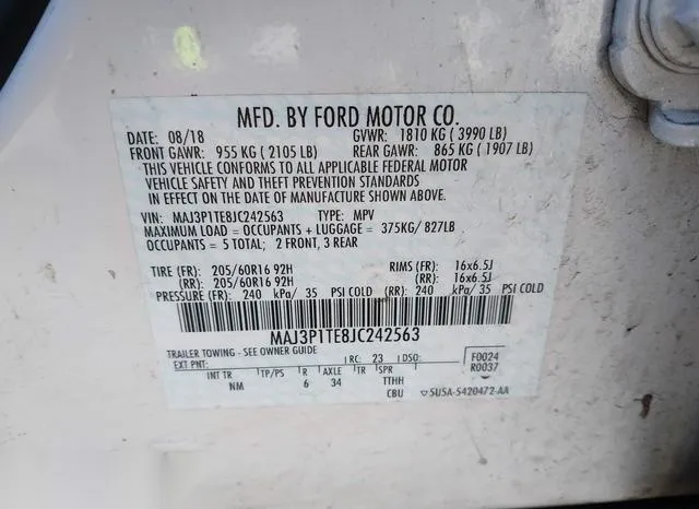 MAJ3P1TE8JC242563 2018 2018 Ford Ecosport- SE 9