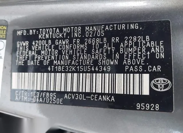 4T1BE32K15U544349 2005 2005 Toyota Camry- LE 9