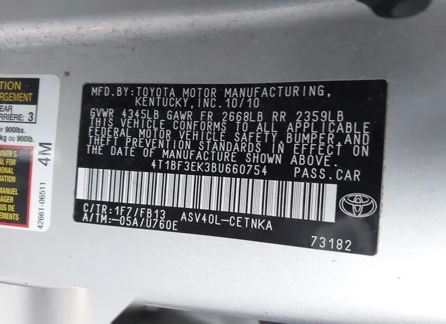 4T1BF3EK3BU660754 2011 2011 Toyota Camry- LE 9