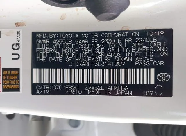 JTDKARFP3L3141209 2020 2020 Toyota Prius- Prime LE 9