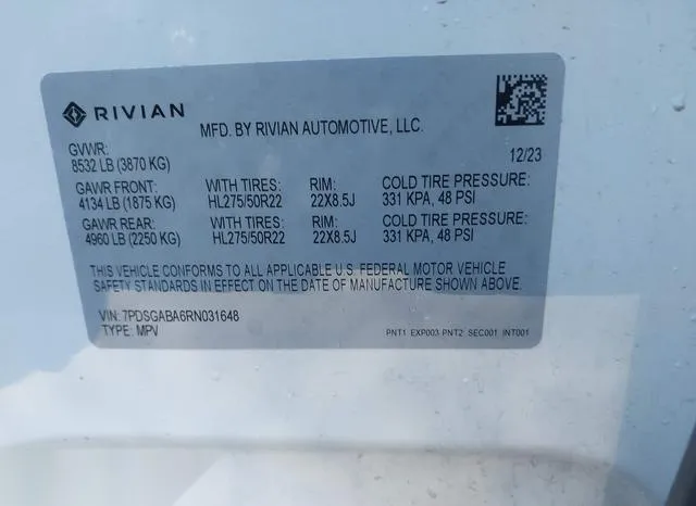 7PDSGABA6RN031648 2024 2024 Rivian R1S- Adventure Quad Moto 9