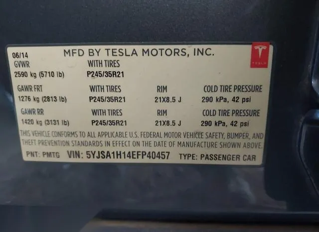 5YJSA1H14EFP40457 2014 2014 Tesla Model S- P85 9