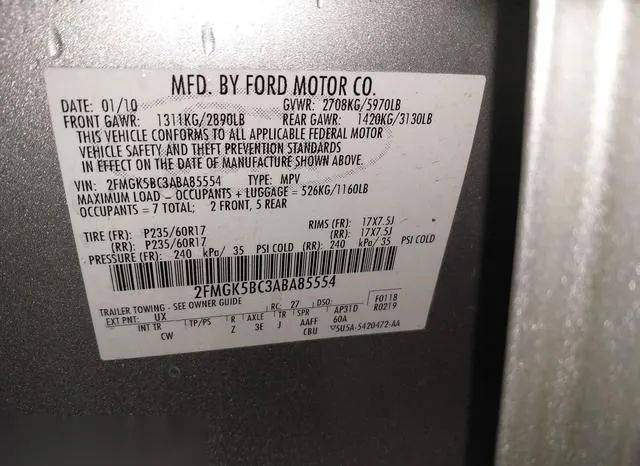 2FMGK5BC3ABA85554 2010 2010 Ford Flex- SE 9