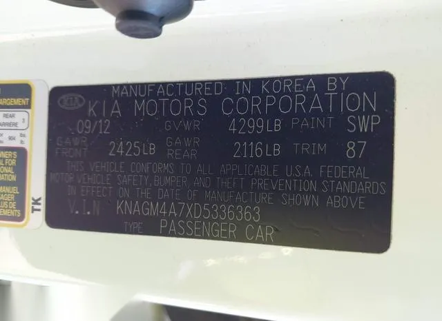 KNAGM4A7XD5336363 2013 2013 KIA Optima- LX 9