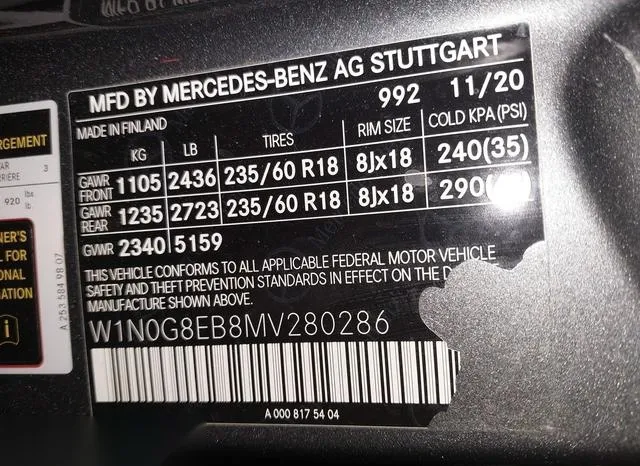 W1N0G8EB8MV280286 2021 2021 Mercedes-Benz GLC 300- 4Matic Suv 9