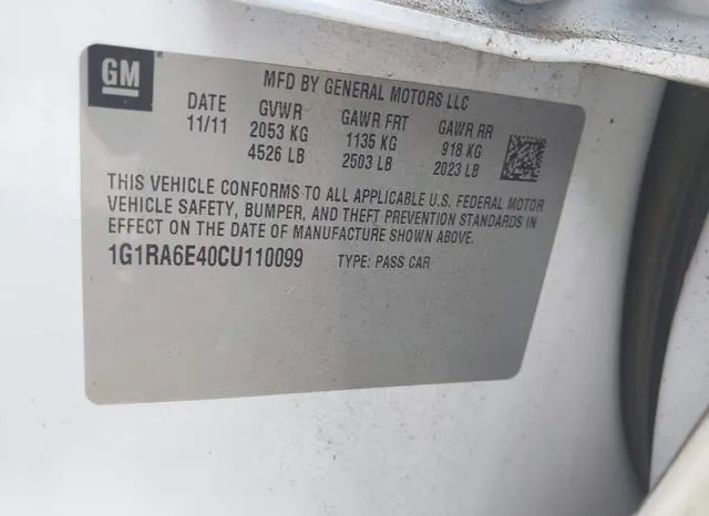 1G1RA6E40CU110099 2012 2012 Chevrolet Volt 9