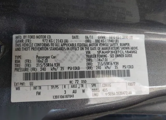 1FAHP3H27CL184982 2012 2012 Ford Focus- Sel 9