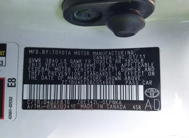 2T1BU4EE0BC554866 2011 2011 Toyota Corolla- LE 9