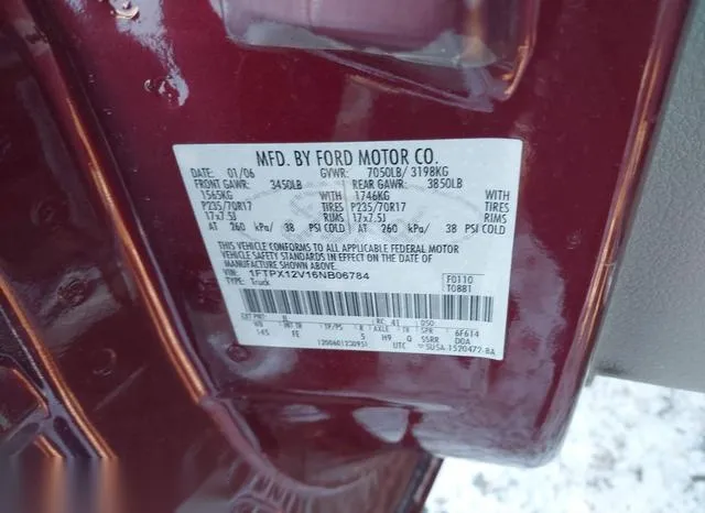 1FTPX12V16NB06784 2006 2006 Ford F-150- Lariat/Xl/Xlt 9