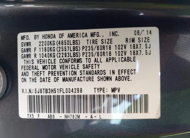 5J8TB3H51FL004298 2015 2015 Acura RDX 9