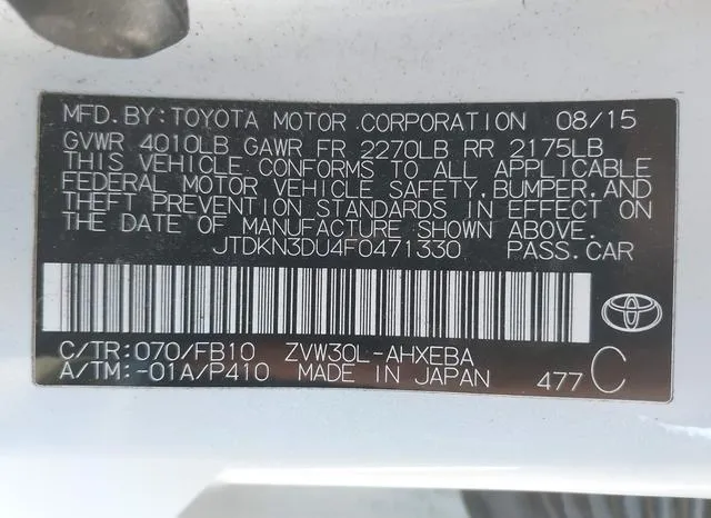 JTDKN3DU4F0471330 2015 2015 Toyota Prius 9