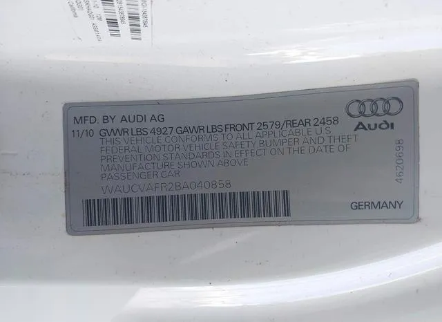 WAUCVAFR2BA040858 2011 2011 Audi S5- 4-2 Premium Plus 9