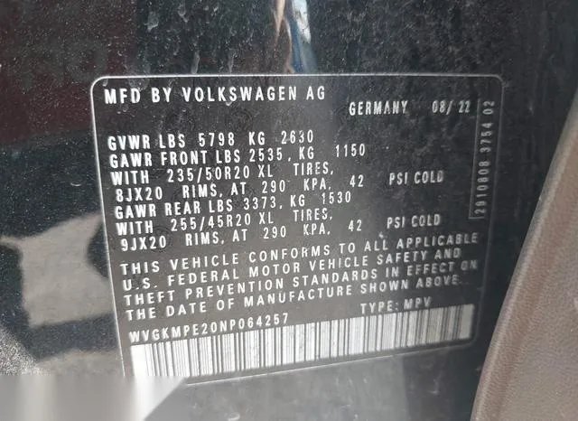 WVGKMPE20NP064257 2022 2022 Volkswagen ID-4- Pro S 9