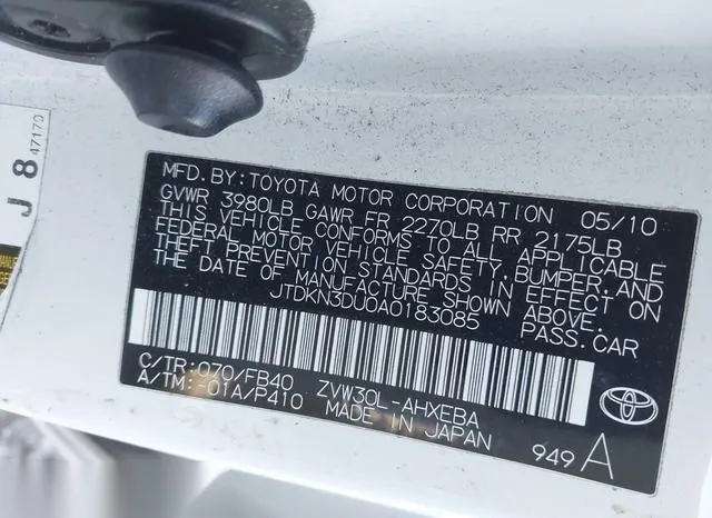 JTDKN3DU0A0183085 2010 2010 Toyota Prius- Iii 9