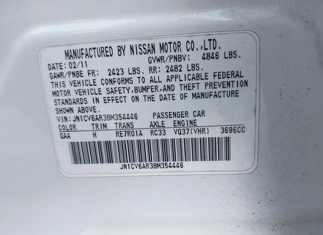 JN1CV6AR3BM354446 2011 2011 Infiniti G37X 9