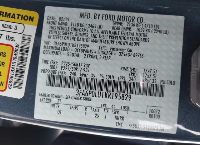 3FA6P0LU1KR195829 2019 2019 Ford Fusion- Hybrid SE 9