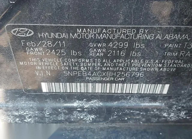 5NPEB4ACXBH256796 2011 2011 Hyundai Sonata- Gls 9