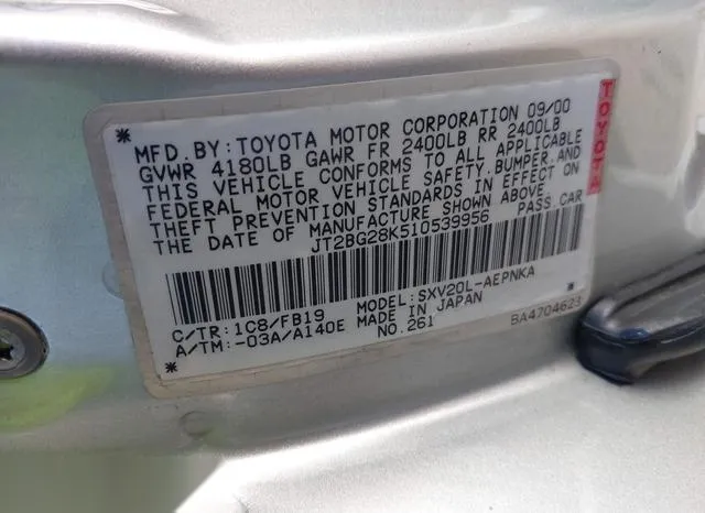 JT2BG28K510539956 2001 2001 Toyota Camry- LE 9