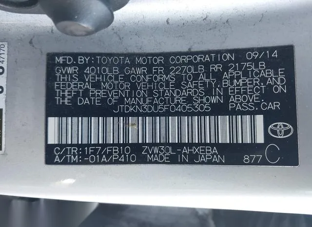 JTDKN3DU5F0405305 2015 2015 Toyota Prius- Two 9