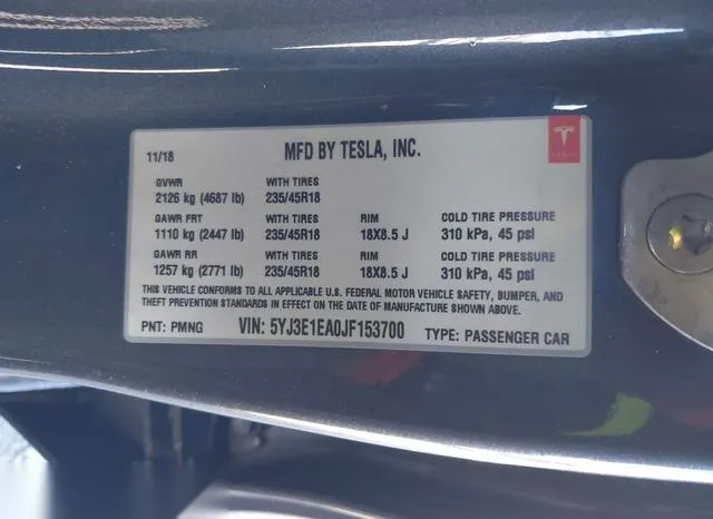 5YJ3E1EA0JF153700 2018 2018 Tesla Model 3- Long Range/Mid R 9