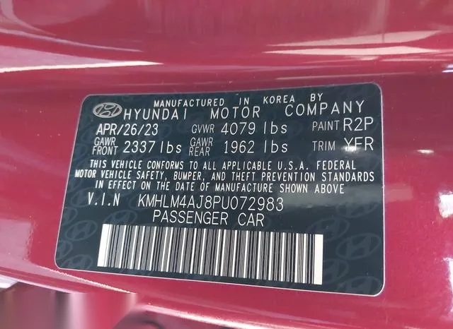 KMHLM4AJ8PU072983 2023 2023 Hyundai Elantra- Hybrid Blue 9