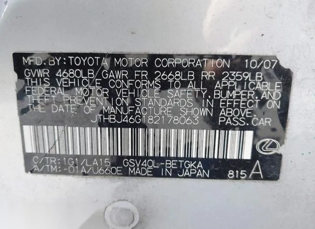 JTHBJ46G182178063 2008 2008 Lexus ES- 350 9