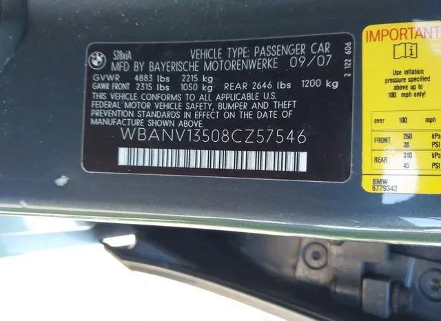 WBANV13508CZ57546 2008 2008 BMW 5 Series- 528XI 9