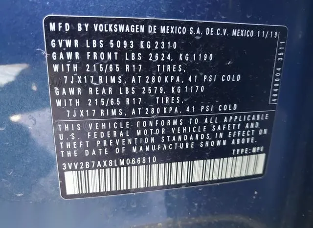 3VV2B7AX8LM066810 2020 2020 Volkswagen Tiguan- 2-0T Se/2-0T 9