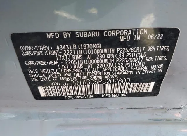 JF2GTABC6P8202809 2023 2023 Subaru Crosstrek 9