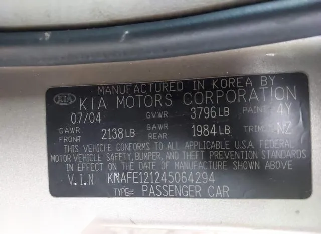 KNAFE121245064294 2004 2004 KIA Spectra- Ex/Lx 9